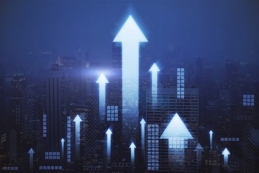 neon light bars headed up with a night city in the 2026 01 11 08 46 12 utc