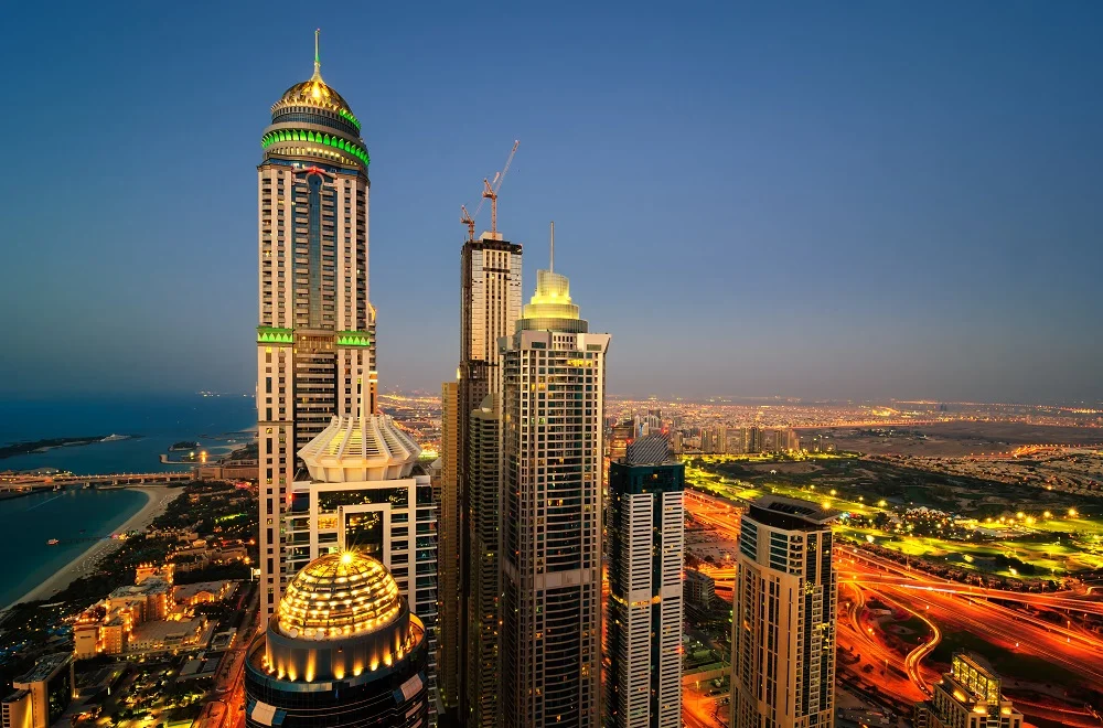 colorful dubai marina skyline during sunset dubai 2026 03 16 01 20 38 utc