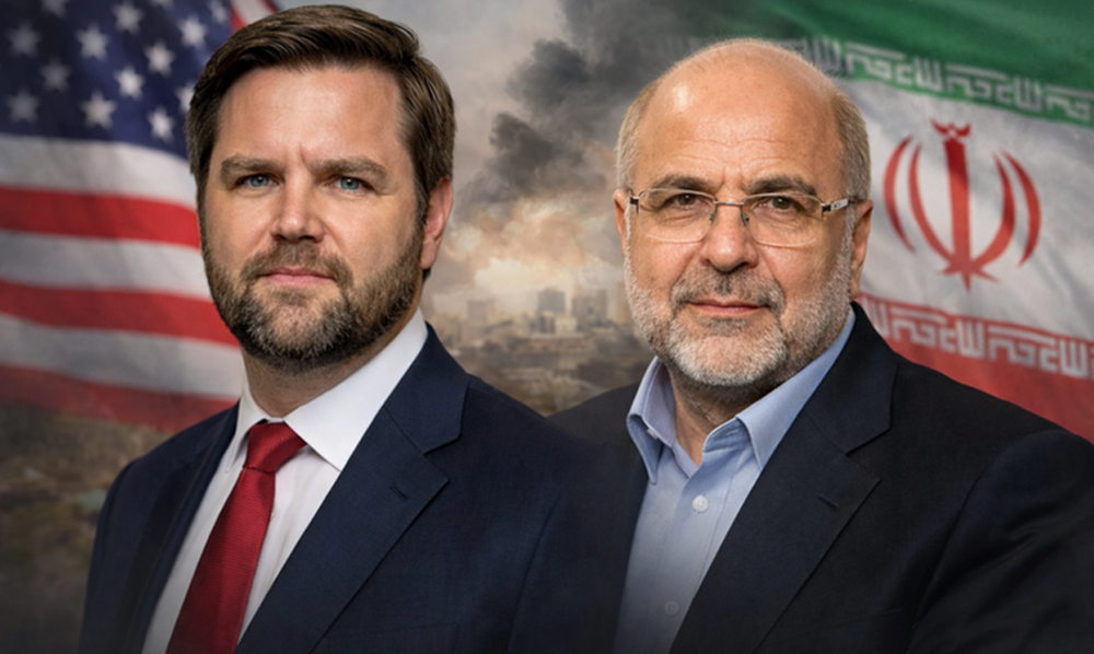 محمد باقر قالیباف اور جے ڈی وینس کے درمیان اسلام آباد میں ہونے والے مذاکرات کی علامتی تصویر