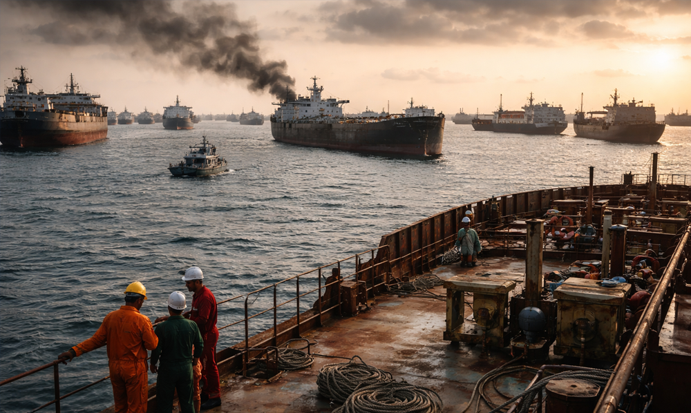 آبنائے ہرمز جہاز بحران اور محصور ملاحوں کی صورتحال