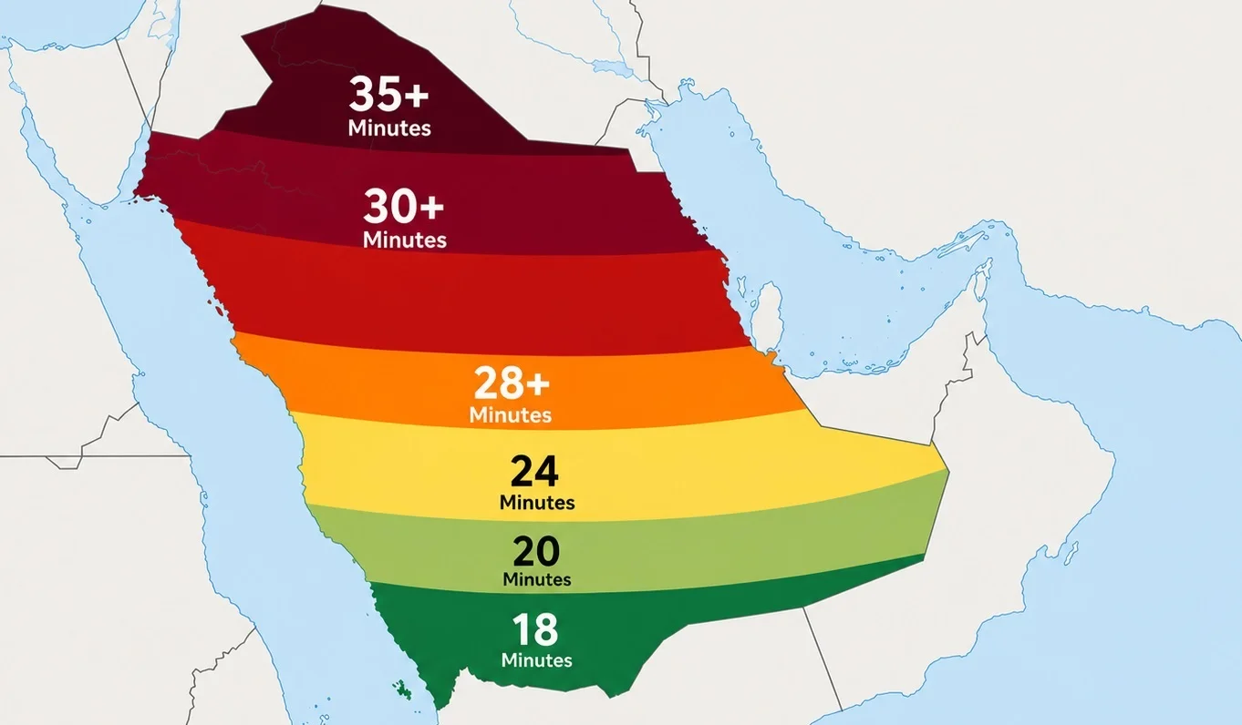 سعودی عرب میں دن کے اوقات میں اضافہ