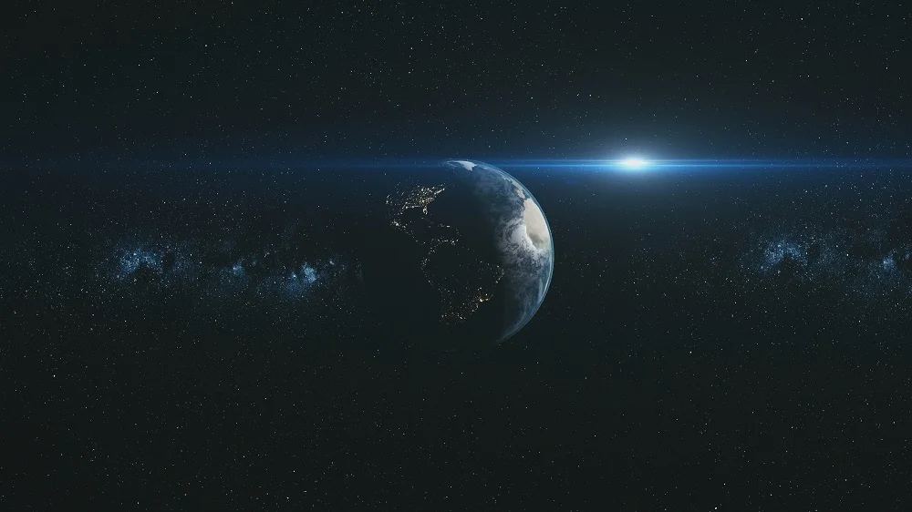 planet earth viewed from space with bright sunrise 2026 03 16 04 37 50 utc