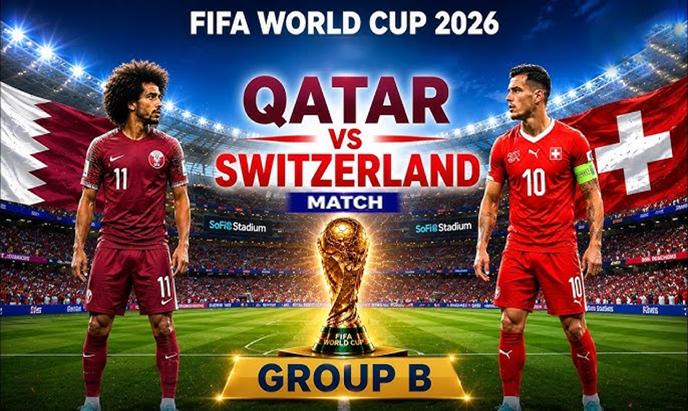 فٹبال ورلڈکپ 2026 میں قطر اور سوئٹزرلینڈ کے میچ کے دوران گراؤنڈ پر طیارے کا دیو ہیکل سایہ