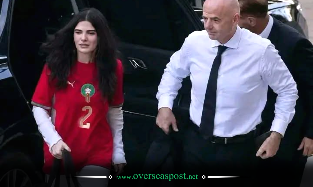 فیفا ورلڈ کپ 2026 کے دوران فیفا صدر کی بیٹی ایلیسیا کا مراکشی جرسی میں تصویری خاکہ