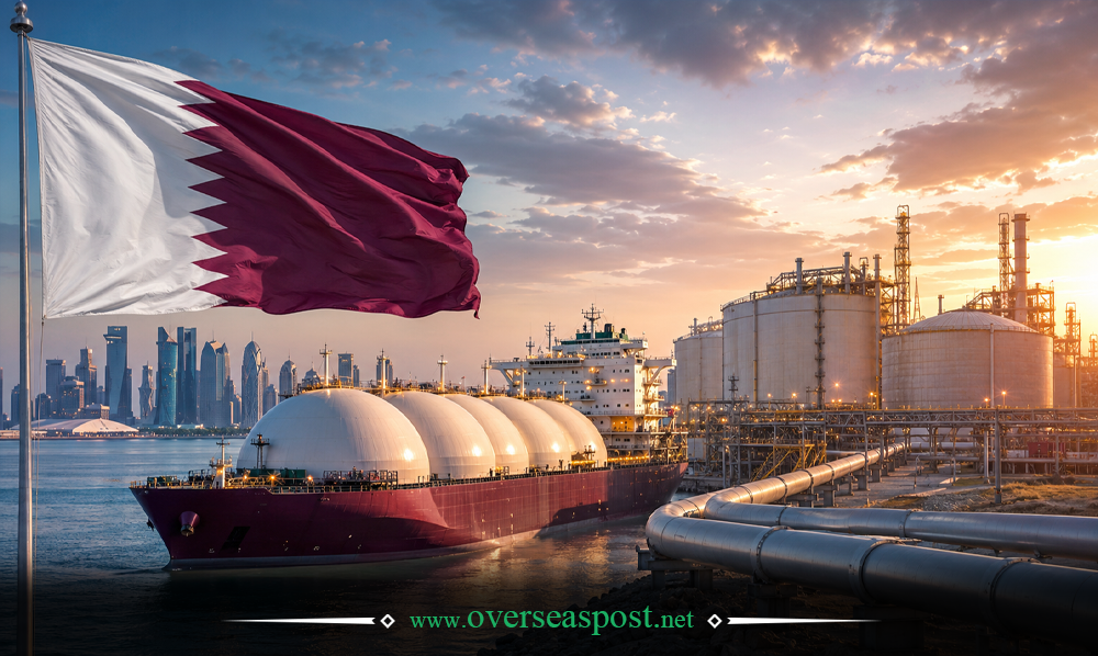 قطر میں مائع قدرتی گیس (LNG) کا پلانٹ اور راس لفان انڈسٹریل سٹی کا برآمدی منظر