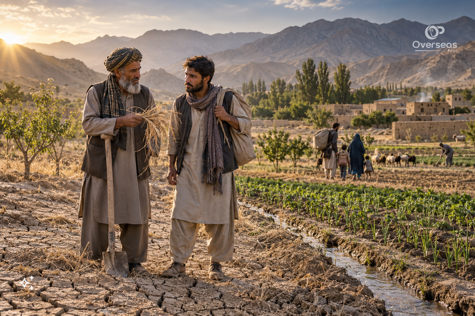 افغانستان میں خشک سالی اور زراعت سے وابستہ افغان کسانوں اور مہاجرین کا خاکہ