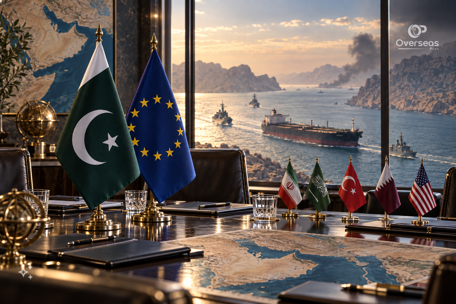 ایران جنگ اور پاکستان کے سفارتی ثالثی کردار کے ساتھ یورپ اور مشرق وسطیٰ کا نقشہ