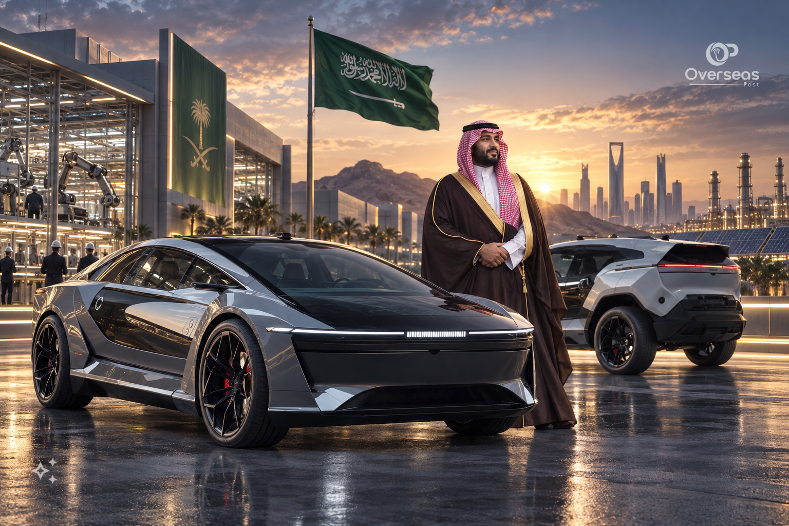 سعودی الیکٹرک کار سیر اور جدید ایکزوبوٹ ماڈل کی نقاب کشائی کا خاکہ